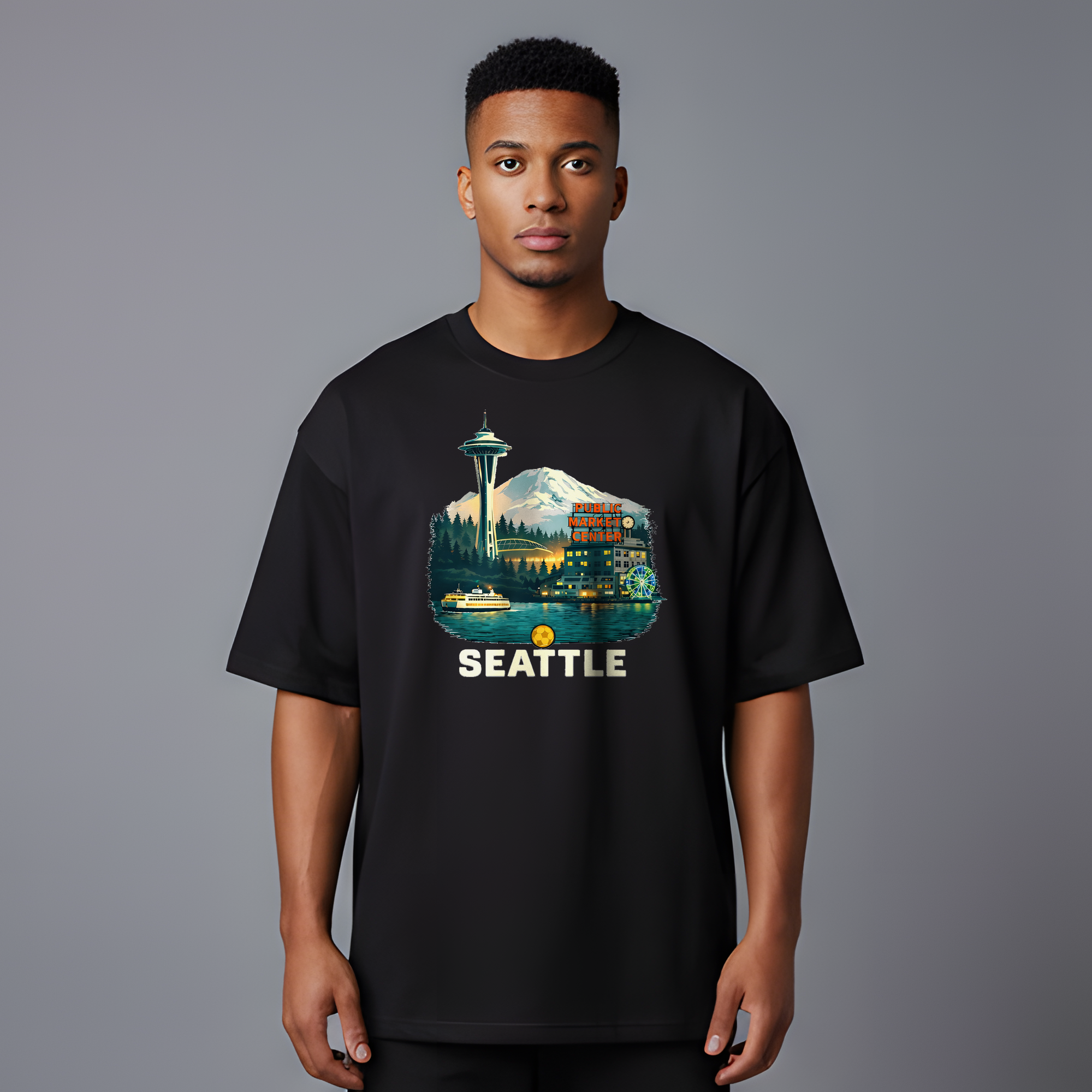 Seattle Tee — Front (Black)