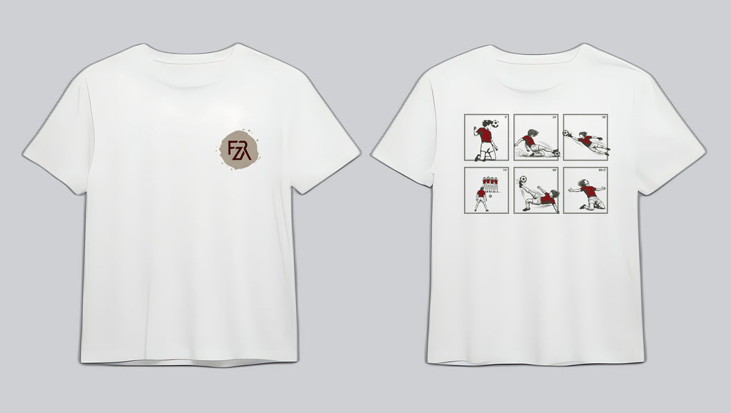FRZA Actions Tee — White flat sheet