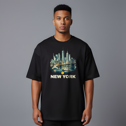 New York Tee - Black front